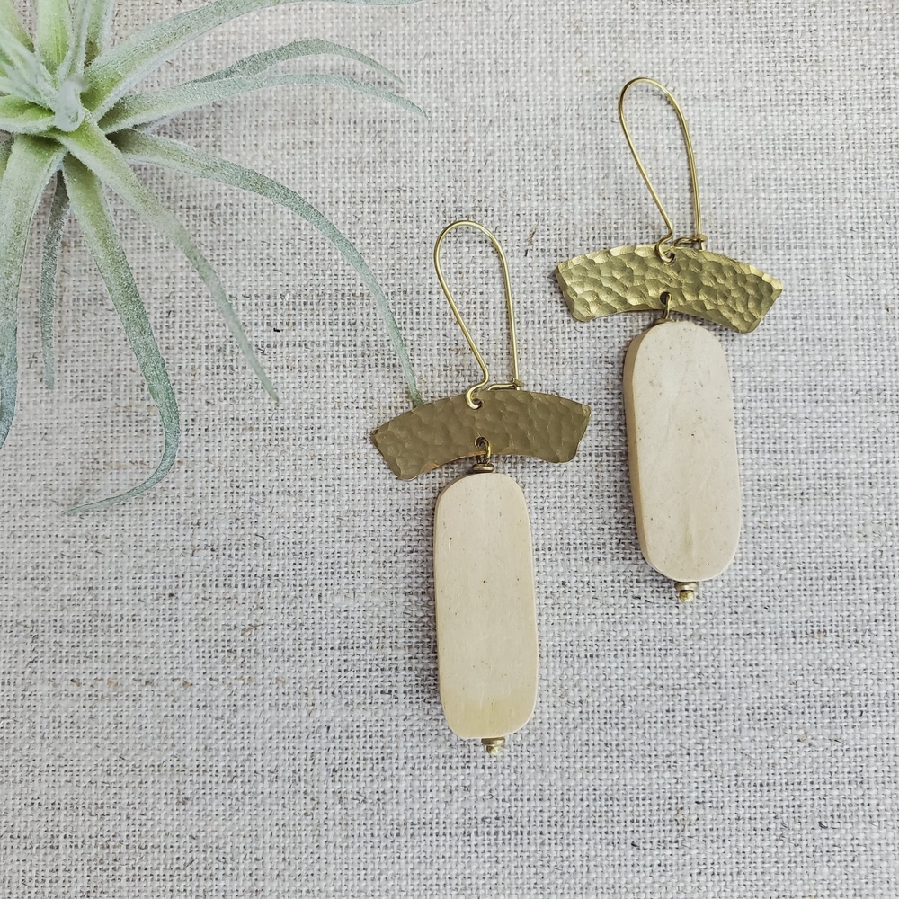 Xuxa Wood and Brass Earrings